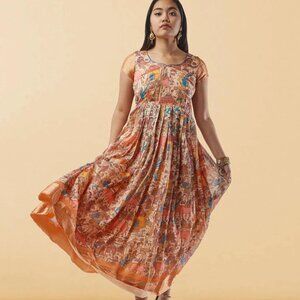 Cream Kalankari Ankle-Length Dress | Muvvas Boutique